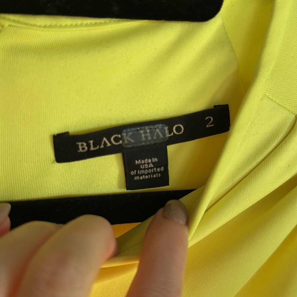 Black Halo Moss Neon Yellow Mini Dress - Picture 4 of 7